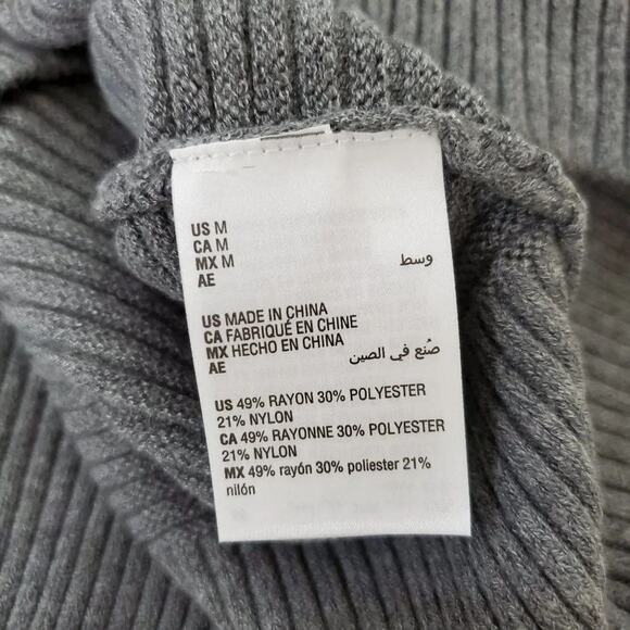 Alfani Ribbed Knit Sweater Womens Size M Gray Pewter Long Sleeve Mock Neck - Picture 10 of 11